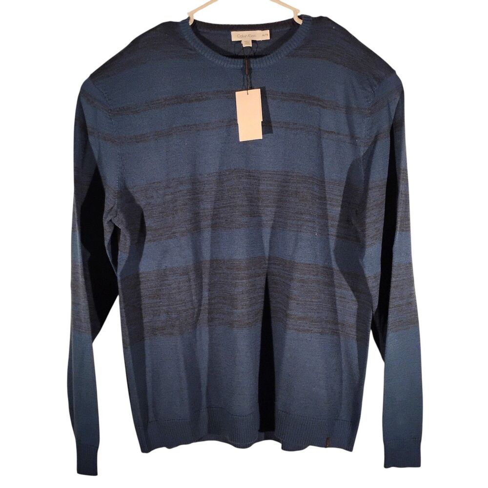 Calvin Klein CK sweater mens 2XL XXL deep royal blue merino wool blend 40LS313